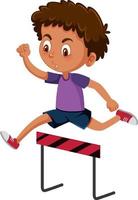 um menino pulando cruzando no estilo cartoon vetor