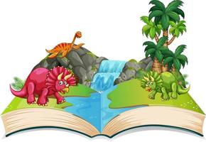 livro de dinossauro na floresta vetor