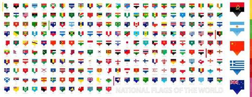 todas as bandeiras nacionais do mundo, coleção de bandeiras de pinos. vetor