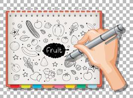 doodle desenhado de mão de frutas vetor