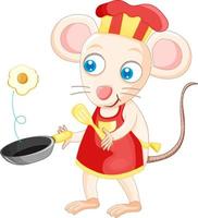 personagem de desenho animado de rato cozinhando café da manhã vetor