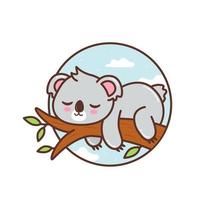 coala fofo dormindo no galho de árvore vetor
