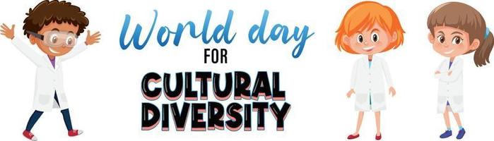 design de pôster para a diversidade cultural do dia mundial com crianças vetor