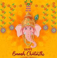 cartaz feliz de ganesh chaturthi vetor