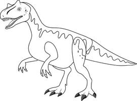 contorno de doodle de dinossauro allosaurus no fundo branco vetor