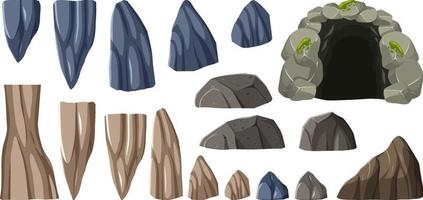 conjunto de elementos de pedras e rochas