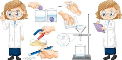 conjunto de equipamentos necessários para experimento científico vetor