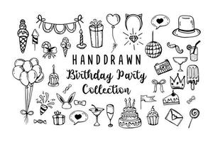 coleção de festa de aniversário desenhada à mão vetor