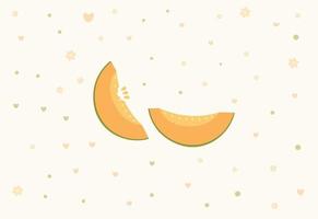 ilustração vetorial de fundo de frutas de melão fatiado de laranja fofo
