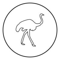ícone de avestruz cor preta em círculo redondo vetor