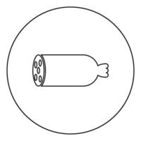 ícone de conceito de produto de açougueiro de salsicha cozida em círculo redondo contorno ilustração vetorial de cor preta imagem de estilo plano vetor