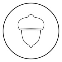 ilustração de cor preta ícone de noz de floresta de bolota em círculo redondo vetor