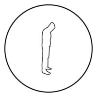 homem na capa conceito perigo silhueta vista lateral ícone ilustração de cor preta em círculo redondo vetor
