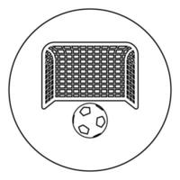 bola de futebol e conceito de penalidade de portão aspiração de objetivo grande ícone de poste de futebol em círculo contorno redondo ilustração vetorial de cor preta imagem de estilo plano vetor