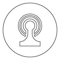 transmitindo ícone de onda de rádio de dispositivo sem fio em círculo redondo contorno ilustração vetorial de cor preta imagem de estilo plano vetor