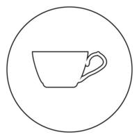 ícone de xícara de chá em círculo contorno redondo ilustração vetorial de cor preta imagem de estilo plano vetor