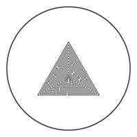 enigma de labirinto de labirinto triangular enigma de labirinto ícone em círculo contorno redondo ilustração vetorial de cor preta imagem de estilo plano vetor