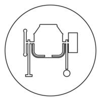 ícone de máquina de cimento betoneira em círculo contorno redondo ilustração vetorial de cor preta imagem de estilo plano vetor