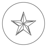 estrela cinco cantos ícone de estrela pentagonal em círculo redondo contorno ilustração vetorial de cor preta imagem de estilo plano vetor