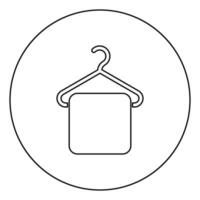 toalha no cabide cabide de toalha com ícone de toalha pendurada em círculo contorno redondo ilustração vetorial de cor preta imagem de estilo plano vetor