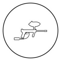 armas para a cor preta do ícone do paintball no círculo redondo vetor
