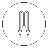 ícone de elemento de aquecimento elétrico térmico em círculo redondo contorno ilustração vetorial de cor preta imagem de estilo plano vetor