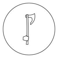 machado de guerra na mão use ícone de machado de braço em círculo redondo ilustração vetorial de cor preta imagem de estilo de contorno sólido vetor
