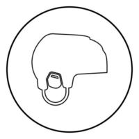 cor preta do ícone do capacete de hóquei no círculo redondo vetor