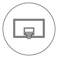 tabela de basquete cesta de basquete no ícone da tabela em círculo contorno redondo ilustração vetorial de cor preta imagem de estilo plano vetor