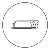 serra para metal e manual usando o ícone de ferramenta de reparo de serra manual em círculo contorno redondo ilustração vetorial de cor preta imagem de estilo plano vetor