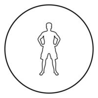 homem de mãos dadas na silhueta de conceito de confiança de cinto mestre sério da situação vista frontal ícone ilustração de cor preta em círculo redondo vetor