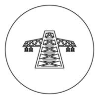 poste elétrico poste de alta tensão ícone de linha definida cor preta em círculo redondo vetor