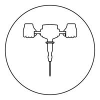 britadeira na mão segurando o braço de uso da ferramenta elétrica usando o ícone do instrumento elétrico em círculo redondo ilustração vetorial de cor preta imagem de estilo de contorno sólido vetor