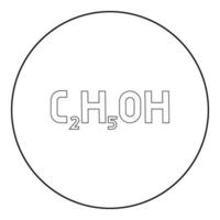fórmula química c2h5oh etanol álcool etílico ícone em círculo redondo ilustração vetorial de cor preta imagem de estilo de contorno sólido vetor