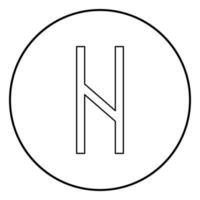 hagalaz runa hagall hav havos ícone contorno vetor de cor preta em círculo redondo ilustração imagem de estilo plano