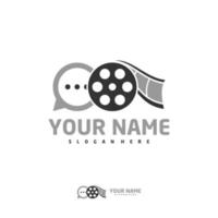 modelo de vetor de logotipo de bate-papo de cinema, conceitos de design de logotipo de cinema de tira de filme criativo