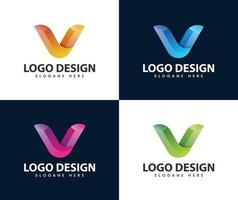 design de logotipo 3d moderno abstrato letra v vetor