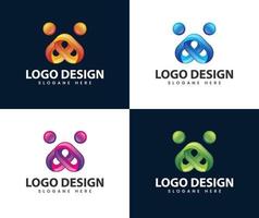 design de logotipo 3d comunidade abstrata vetor