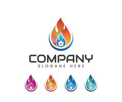 design de logotipo de casa de chamas de fogo