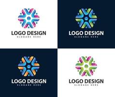 design de logotipo de comunidade de pessoas de negócios abstratos vetor