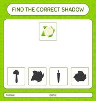 encontre o jogo de sombras correto com couve-flor. planilha para crianças pré-escolares, folha de atividades para crianças vetor