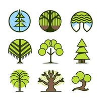logotipo de árvores verdes geométricas minimalistas vetor