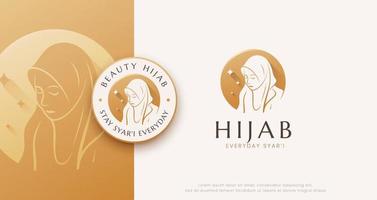 silhueta de mulher islâmica usando logotipo hijab vetor