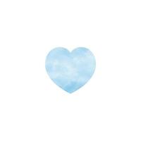 coração de céu azul com textura de estilo aquarela, design vintage de ícone de coração isolado no fundo branco, ilustração vetorial
