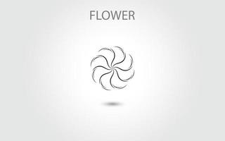 vetor de ícone de flor isolado no fundo branco, ilustração de ícone de flor desenhada à mão, modelo de logotipo floral, ícone natural de símbolo