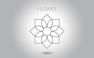 vetor de ícone de flor isolado no fundo branco, ilustração de ícone de flor desenhada à mão, modelo de logotipo floral, ícone natural de símbolo