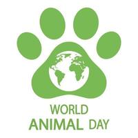 cartaz do dia mundial dos animais com planeta verde terra. vetor