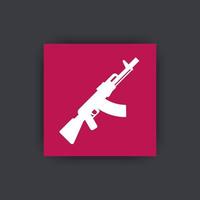 ícone de arma automática, rifle de assalto, arma, ilustração vetorial