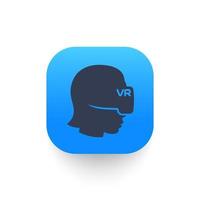 ícone de realidade virtual em forma azul, garota de óculos vr vetor