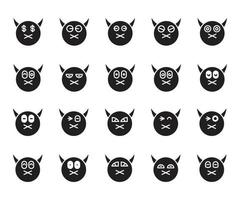 conjunto de emoticons de diabo e demônio mudo vetor